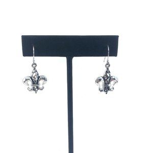 Premier Design Fleur de Lis Dangle Earrings Silver Tone